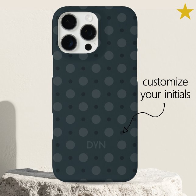 Classic Blue Dots Pattern Custom Name Initials Case-Mate iPhone Case (Creator Uploaded)