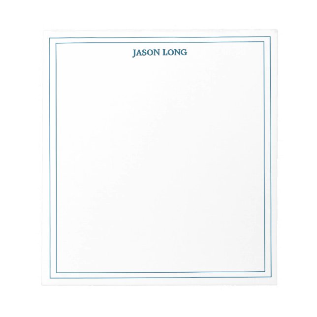 Classic Blue Double Border Personalised Notepad (Front)