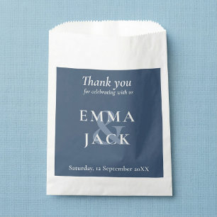Classic Blue Elegant Serif Font modern ampersand Favour Bag