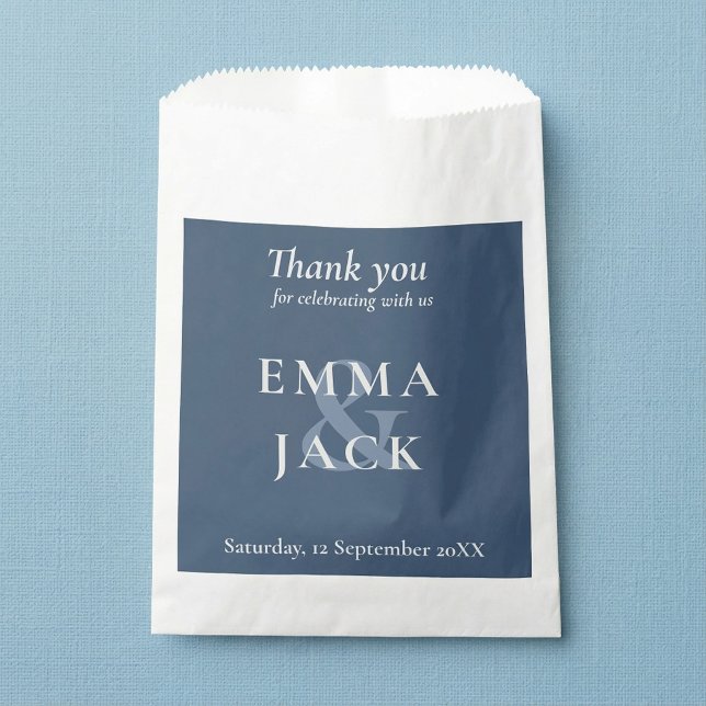 Classic Blue Elegant Serif Font modern ampersand Favour Bag (Classic Blue Elegant Serif Font modern ampersand Favor Bag.)