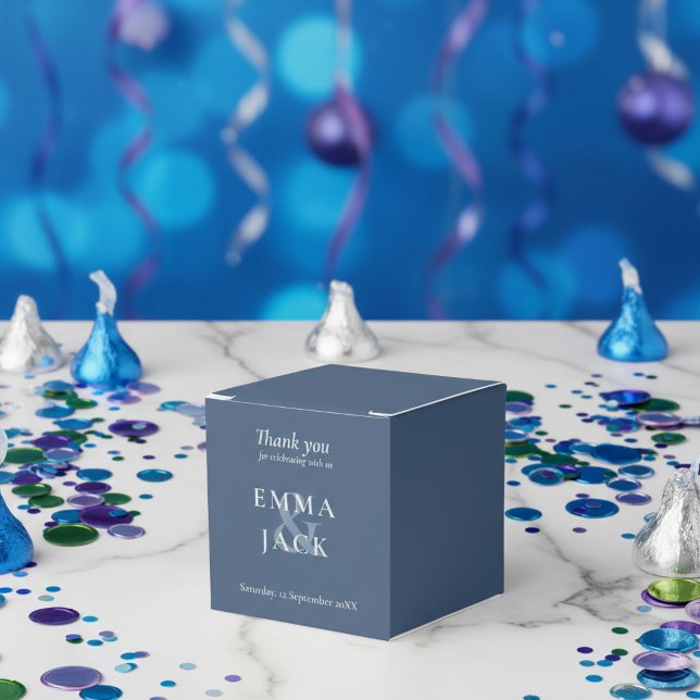 Classic Blue Elegant Serif Font modern ampersand Favour Box (Classic Blue Elegant Serif Font modern ampersand Favor Boxes.)