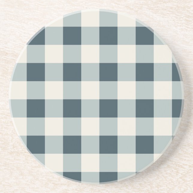 Classic Blue Farmhouse Gingham Style Coaster (Front)