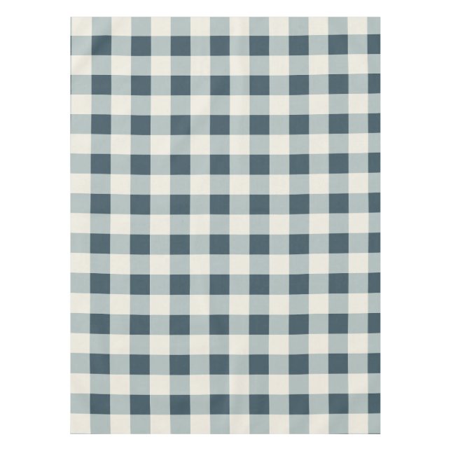 Classic Blue Farmhouse Gingham Style Tablecloth (Front)