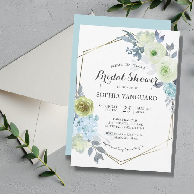 Classic Blue Floral Bridal Shower Invitation  Post (Creator Uploaded)