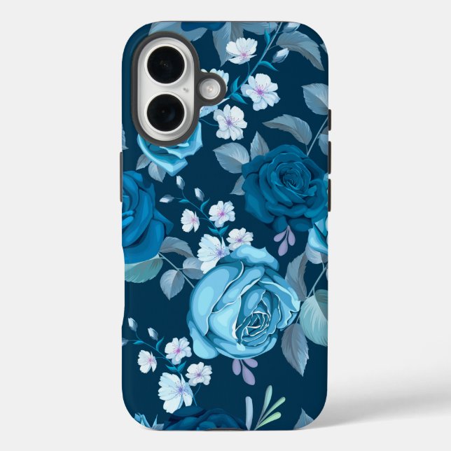 Classic Blue Floral Case-Mate iPhone Case (Back)