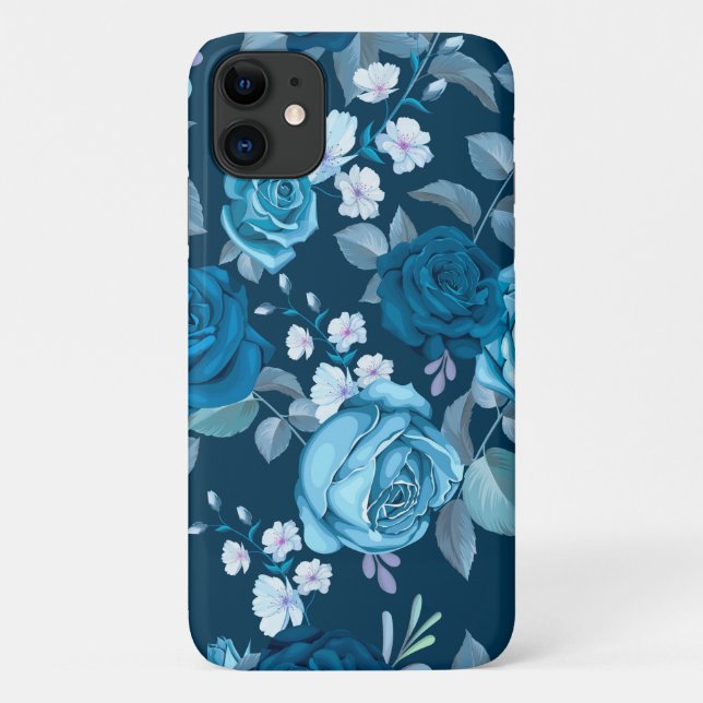 Classic Blue Floral Case-Mate iPhone Case (Back)