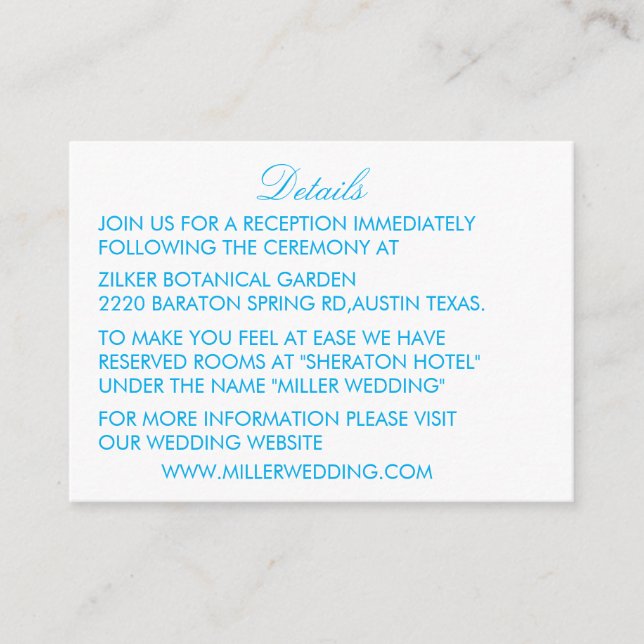 classic blue floral  details Enclosure Card (Front)
