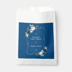 Classic Blue Floral Love Is Sweet Wedding Favour Bag