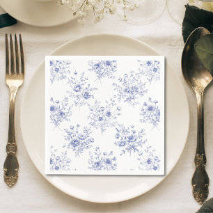 Classic Blue Flowers Pattern French blue toile Napkin