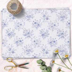Classic Blue Flowers Pattern French blue toile  Tissue Paper