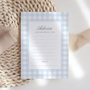 Classic Blue Gingham Boy Baby Shower Advice Card