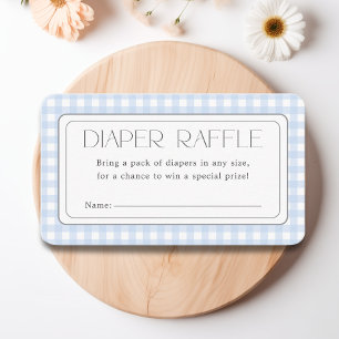 Classic Blue Gingham Boy Baby Shower Diaper Raffle Enclosure Card