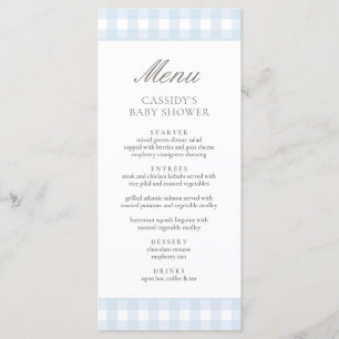 Classic Blue Gingham Boy Baby Shower Menu