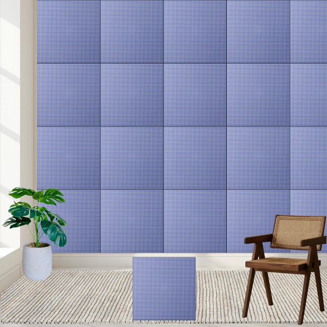 Classic Blue Gingham Chequered Ceramic Tile (Classic Blue Gingham Checkered Ceramic Tile)