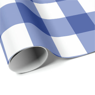 Classic Blue Gingham Medium Scale Plaid Wrapping Paper