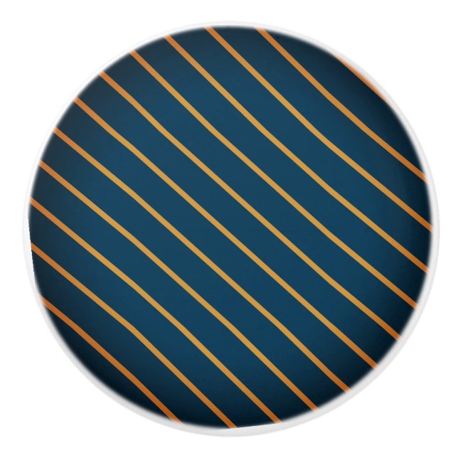 Classic Blue Gold Striped Ceramic Pull (Front)