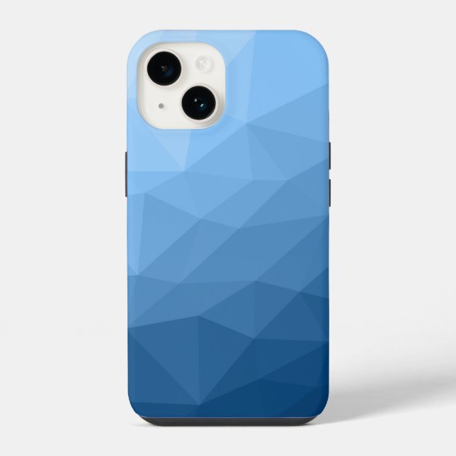 Classic blue Gradient Geometric Mesh Pattern iPhone Case (Back)