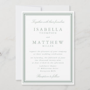 Classic Blue Gray Wedding Invitation with Border