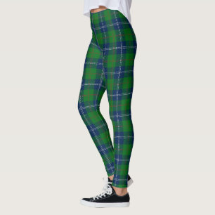 Classic Blue Green Christmas Tartan Plaid Pattern Leggings