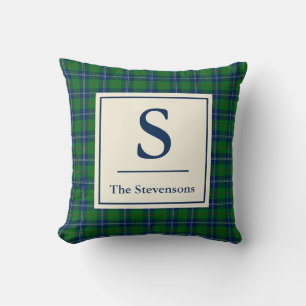Classic Blue Green Tartan Plaid Personalised Cushion