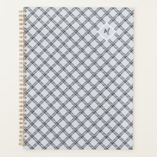 Classic Blue Grey Plaid with Monogram Planner