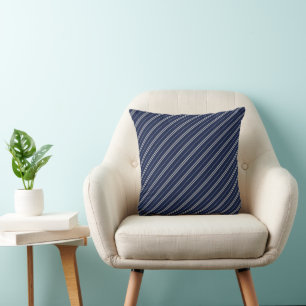 Classic Blue Grey School Stripes Pattern Cushion