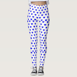 Classic Blue Heart Pattern Minimalist Heart Design Leggings