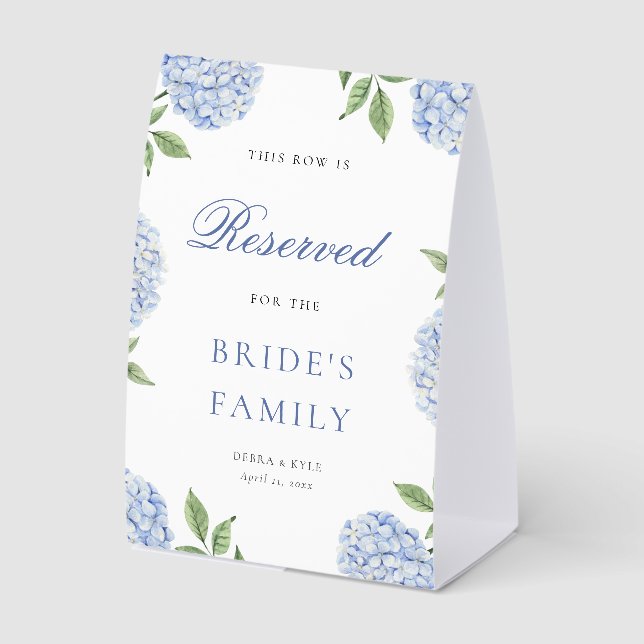 Classic Blue Hydrangea Border Wedding Reserved Row (Front)