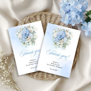 Classic Blue Hydrangea Eucalyptus thank you card