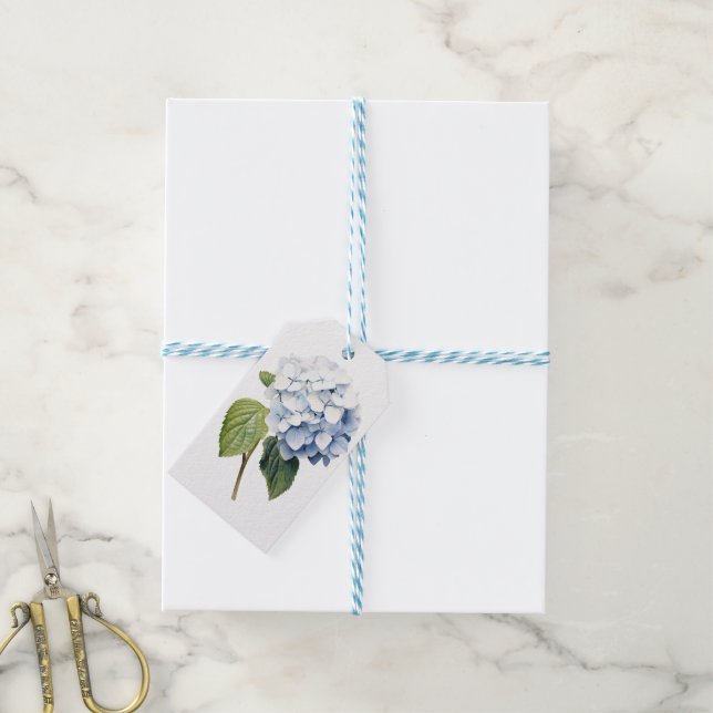 Classic Blue Hydrangea Personalised Gift Tags (With Twine)