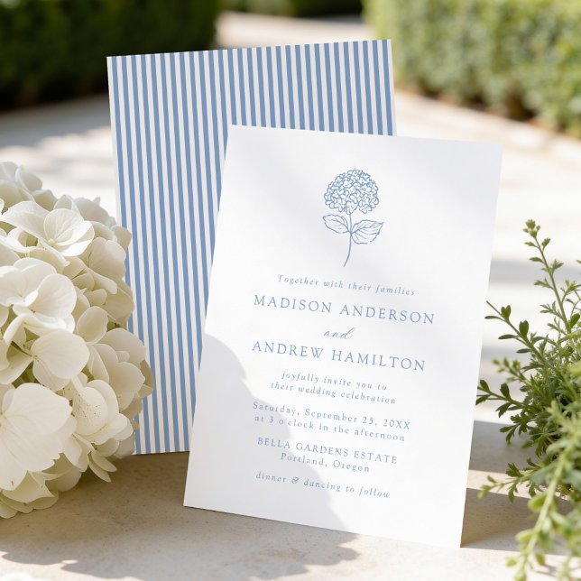 Classic Blue Hydrangea Wedding Invitation (Creator Uploaded)