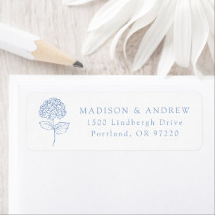 Classic Blue Hydrangea Wedding Return Address Label