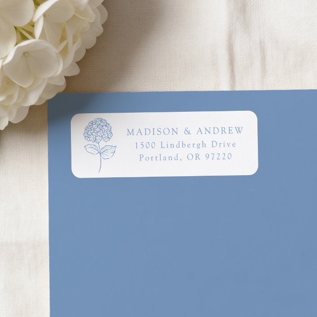 Classic Blue Hydrangea Wedding Return Address Label (Creator Uploaded)