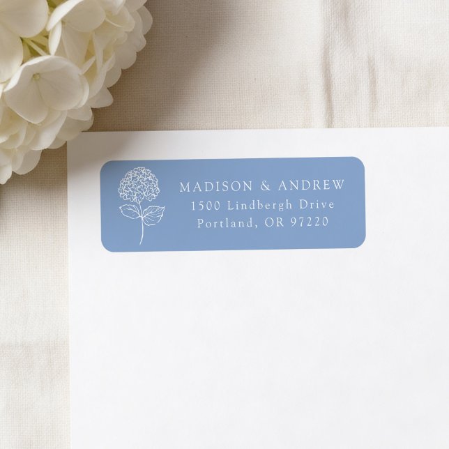 Classic Blue Hydrangea Wedding Return Address Label (Creator Uploaded)
