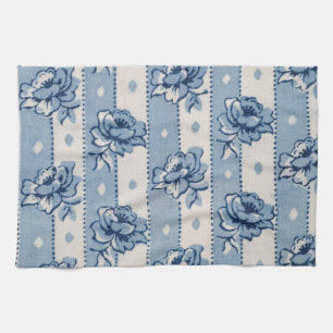 Classic Blue Ivory Floral Theme Kitchen Towels