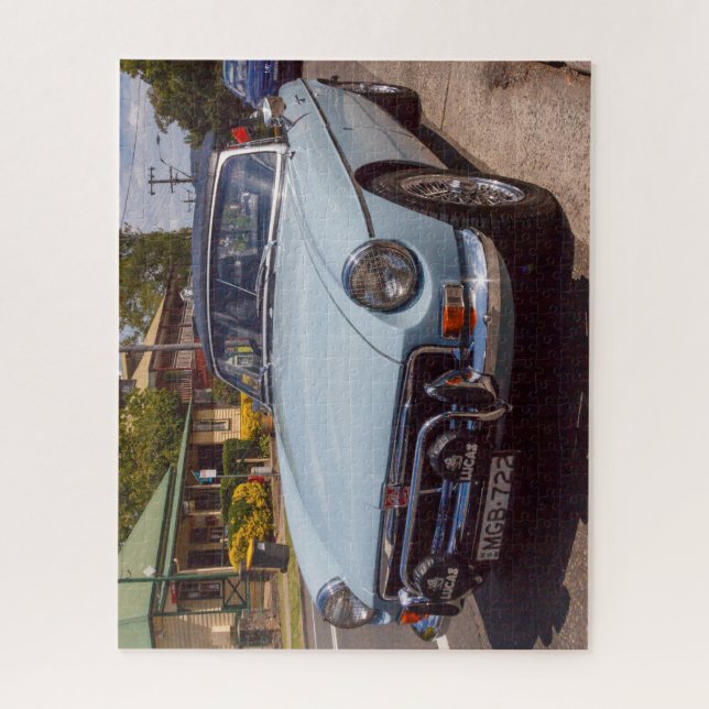 Classic blue MGB roadster sports car. Jigsaw Puzzle (Vertical)