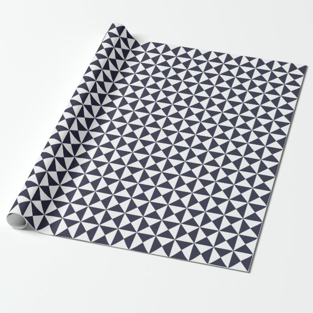 Classic Blue Modern Pattern Wrapping Paper (Unrolled)