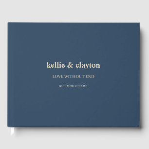 Classic Blue Modern Type Wedding Guest Book