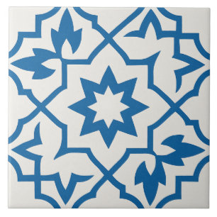 Classic Blue Moroccan Star Pattern Tile
