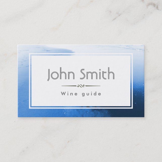 Classic Blue Ocean Wine Tasting Business Card (Front)
