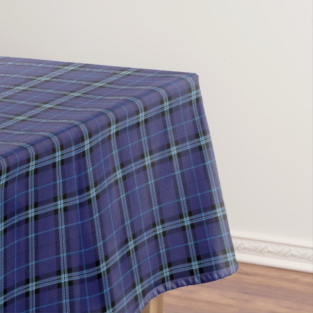 Classic Blue On Blue Plaid  Tablecloth (In Situ)