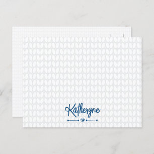 Classic Blue Personalised Knit Stitch Postcard