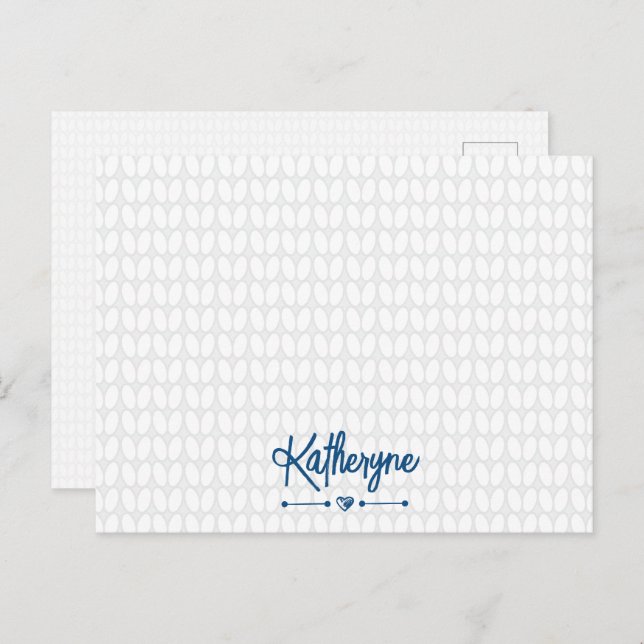 Classic Blue Personalised Knit Stitch Postcard (Front/Back)