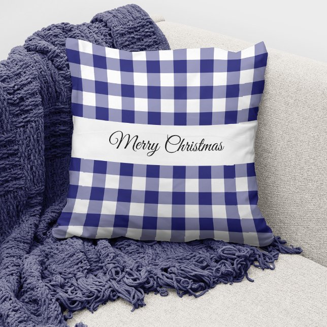Classic Blue Plaid Christmas Cushion (Creator Uploaded)