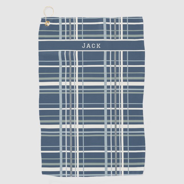 Classic Blue Plaid Golf Towel (Front)