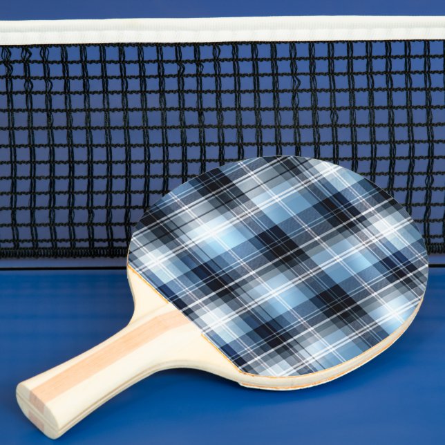 Classic Blue Plaid Pattern – Trendy Tartan Design Ping Pong Paddle (Insitu)