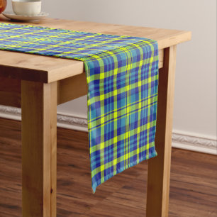 Classic Blue Plaid Tartan Pattern  Short Table Runner