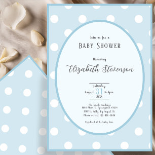 Classic Blue Polka Dots Baby Shower Invitation