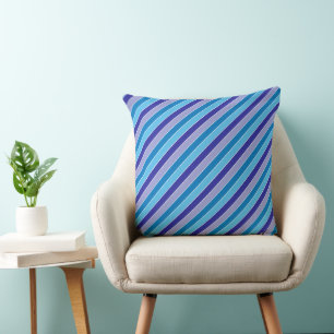 Classic Blue Purple White Pajama Stripes Pattern Cushion