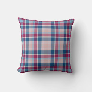 Classic Blue Red Plaid Pattern Cushion